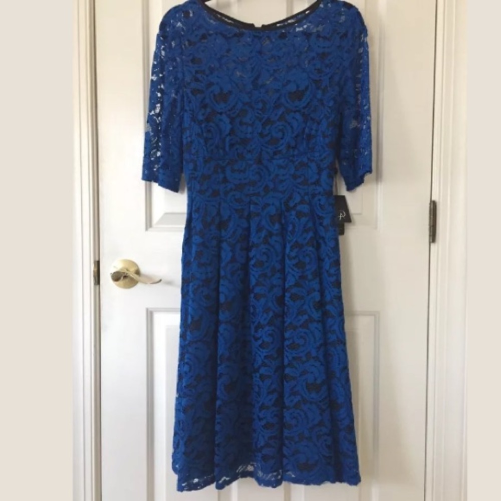 Adrianna Papell Blue Lace Dress